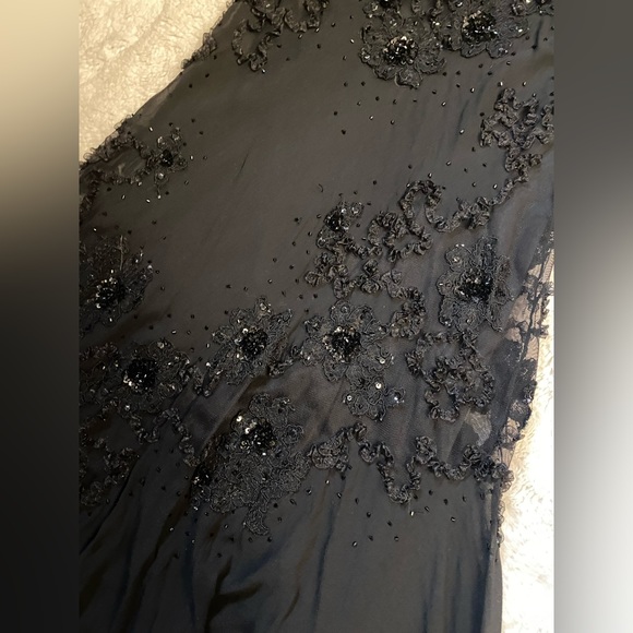 Vintage 90’s Y2K Silk Dress Beaded Dress Fairy Prom Black Silk Slip Whimsy goth - Picture 12 of 17